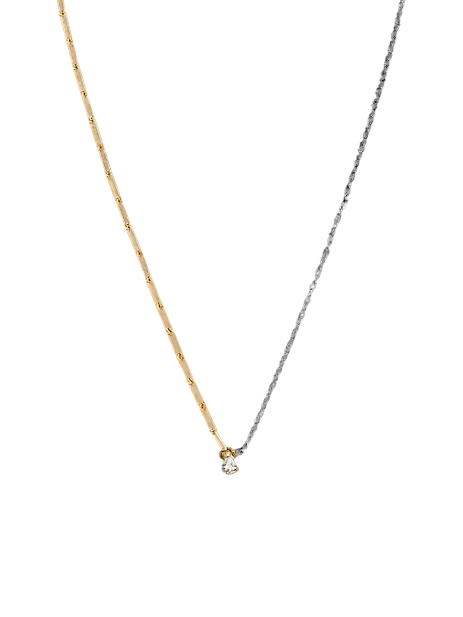 Pear diamond 0.10 solitaire necklace in mixed gold (Refurbished)
